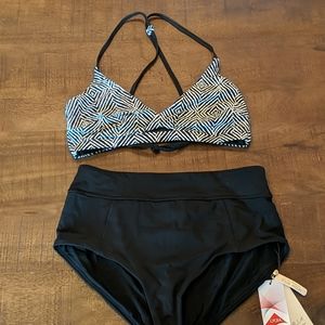 Black High Rise Full Coverage Bikini Bottom